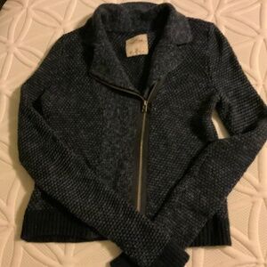 Cozy Hollister Blue Knit Sweater with Offset Zipper